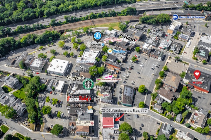 32-36 Purchase Street, Rye NY — Aerial location view