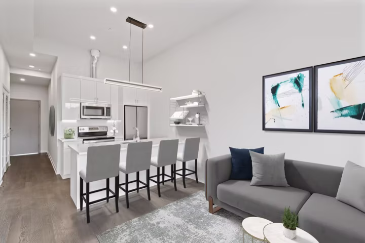 12 Purdy, Rye NY — Living room / kitchen view